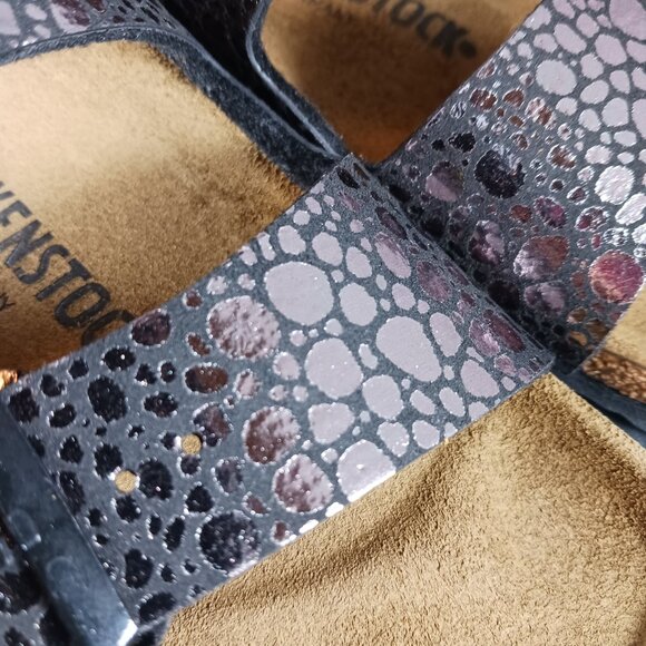 Birkenstock Arizona Birko-Flor Metallic Stones Black sandals US size 7 - Picture 7 of 10